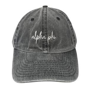 Alpha Phi Slideback Baseball Cap Gray One Size Adjustable Embroidered Dalix